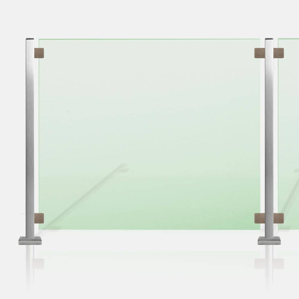 Clôture piscine inox et verre sans main courante tube carré
